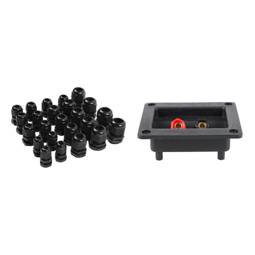 1 Pcs 90X78Mm Square Binding Post Type Speaker Box & 24 Pcs Adjustable 3.5 - 13Mm Cable Gland Joints