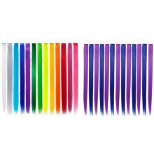 13 Pcs Colored Party Highlights Colorful Clip in Hair Extensions 55cm + & 13 Pcs Rainbow