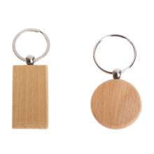 70Pcs Blank Wooden Keychain Diy Wooden Keychain Key Tag Gift - 20Pcs Round & 50Pcs Rectangular