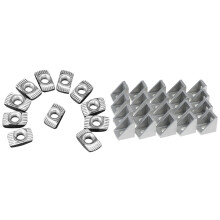 100 Pcs M5 Hammer Nut Connector T Fastener Sliding Nut & 20Pcs Corner Fitting Angle Connector Bracket Fastener Match