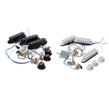 2Pcs Electric Guitar Pickup Wiring Harness Prewired 5-Way Sss Pickup for St Electric Guitar - Black & White