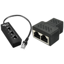 1 Pcs RJ45 Male to 3 RJ45 Female Port Network Extender Cable Splitter & 1 Pcs 2 Port RJ45 Splitter Adapter