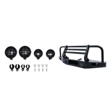 4Pcs Rc Car Round Lampshade / Light Cover & 1Pcs Front Bumper for Trx4 Scx10 Ii 90046 90047 Metal