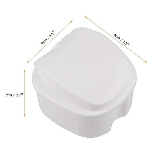2Pcs Denture Case, Denture Cup with Strainer, Denture Bath Box False Teeth Storage Box - Dark  & White 2