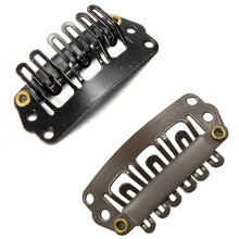 40Pcs U-Shaped Clamp for Hair Extensions Wig Clips DIY Comb Black Frame & 10Pcs Brown Snap Clips U-Shape Metal Clips