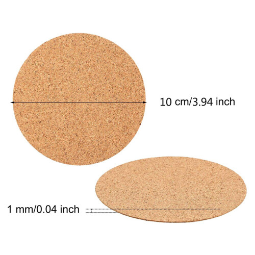 100 Pcs Self-Adhesive Cork Coasters,Cork Mats Cork Backing Sheets-60 Pcs Round & 40 Pcs Square 2