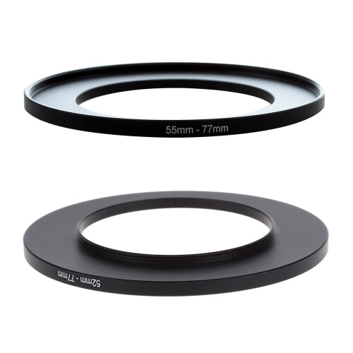 2 pcs aluminum Step  Filter Ring Adapter for Camera:52mm-77mm & 55mm-77mm
