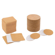 50 pcs Self-Adhesive Cork Coasters,Cork Mats Square & 80 pcs Self-Adhesive Cork Coasters Round
