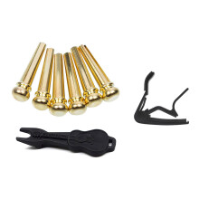 1 Pcs Hand Quick Change Capo for Guitar - Black & 6 Pcs Copper Endpin 6 String Pegs with Guitar Replacement Parts