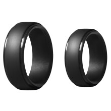 2pcs 8Mm Black Men Silicone Cool Rings Women Rubber Wedding Ring Environmental Sports Ring - 7 & 11