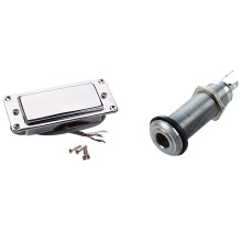 1 Pcs 1/4 Inch Chrome Cylinder Flush Mount Jack & 1 Pcs Chrome Silver LP Guitar Humbucker Pickup