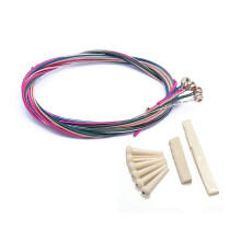 2 Set Guitar Accessories: 1 Set Rainbow Colorful Color String & 1 Set 6 Bridge Pins + Saddle + Bridge Saddle Bone