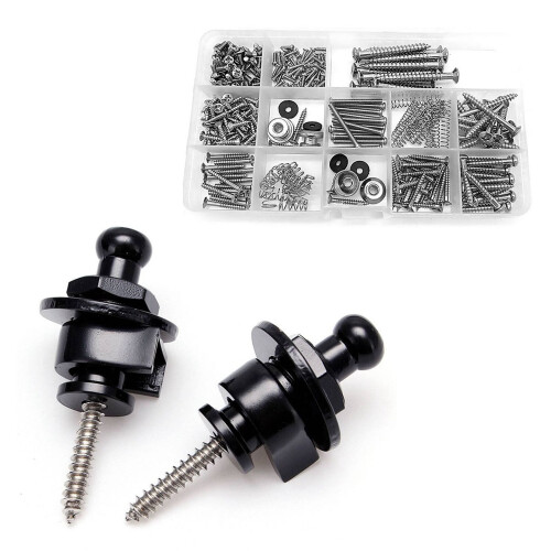 1 Set Electric Guitar Screw Kit Sorting Box & 2 pcs Strap Lock Security Lock End Button Guitar Straps Belt 1