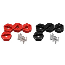8 Pcs Aluminum Alloy 12mm Combiner Wheel Hub Hex Adapter Upgrades for  144001 1/14 RC Car Spare Parts,Red & Black