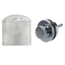 Flat Chrome Strap Lock for Electric Guitar with 4X Guitar Dome Control Knobs for Tele Replacement, Silver