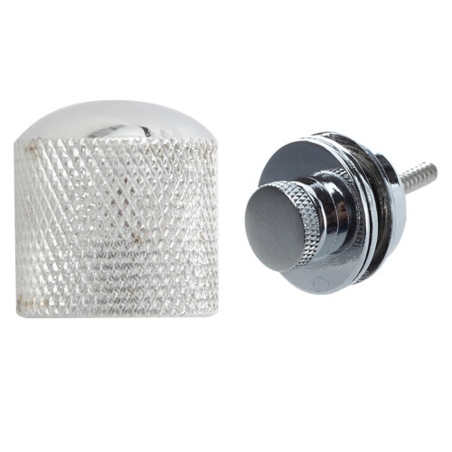 Flat  Chrome Strap Lock for Electric Guitar with 4X Guitar Dome Control Knobs for  Tele Replacement, Silver