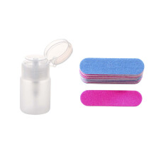 70Ml Nail Art Makeup Polish Plastic Pump with 100Pcs Nail Files Double Color Wooden  Buffer Sanding