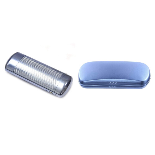 2 Pcs Aluminum Glasses Case Hard Shell Spectacles Box for Small and Medium Frames, Silver &
