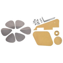 6Pcs Stainless Steel Guitar Picks & 1 Set Yellow Pickguard Cavity Covers Pickup Selector Plate Bracket Screws