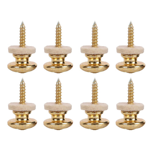8PCS Wool Copper Guitar Strap Lock Locking Pegs Pins Mushroom Shape End Button Gold