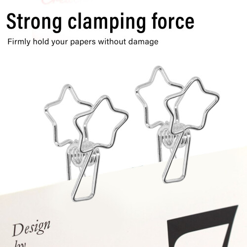 100Pcs Star Binder Clips 1.5cm Silver Strong Clamp for Papers & Documents 1