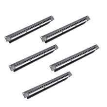 5X 19-Zoll-1U-Schrank-Rack-Durchgang, 24-Port-CAT6-Patchpanel, RJ45-Kontaktanschluss (RJ45-Kontaktanschluss), Modularer Rahmen