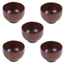 5X Wooden Bowls Wooden Soup Bowl Healthy Food Container Vintage Dinner Tableware Kitchen Accessories