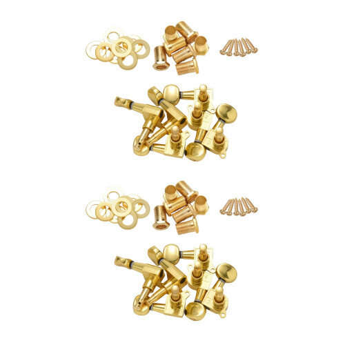 12 Pieces Guitar String Tuning Key Pegs/Machine  Knobs(for Left and Right) with Ferrules,Threaded Bushings(Gold)
