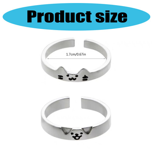 Cats and Dog Open Ring Trendy Stackable Jewelry for Students and 2