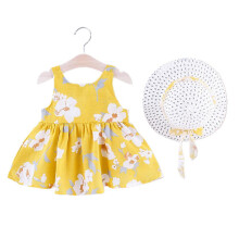 Trägerkleid für Babys und Mädchen, Sommerkleid mit Wassermelonen-Blumenmuster, ärmelloses Strandkleid im Prinzessinnenstil inklusive