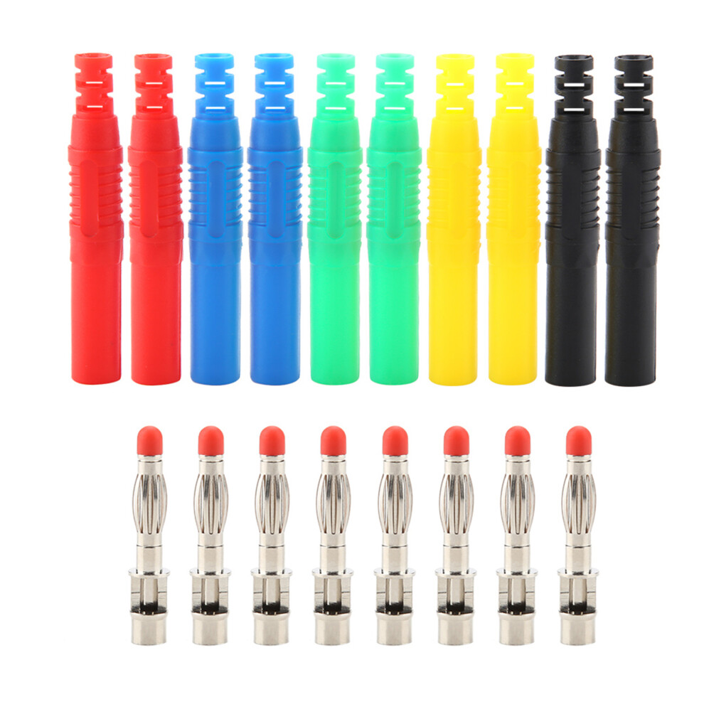 4Mm Shrouded Banana Plugs, Insulated Safety Seal Protection Connectors For Multimeter Test Leads, Ideal For Electronic Testing (10Pcs) 9169997435620