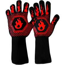 Grilling Gloves with Superior Grip, Non-Slip BBQ Gloves Featuring Silicone Coating for Secure Handling, Heat Resistant Oven Mitts with Five Finger