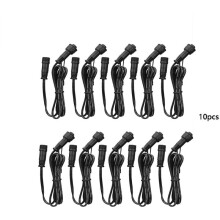 IP67 Vandtæt forlængerkabel til udendørs belysning, 2-benet 3,3 fod 1 meter/stk. han- og hunstik, 10-pak forlængerkabel til terrassebelysning med