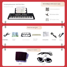 ([613 Roze] Elektronische Keyboard Piano Cover Hoofdtelefoon) Draagbaar 61 sleutel elektronisch toetsenbord voor kinderen