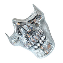 Auffällige Disco-Schädelmaske mit Glasstruktur für
