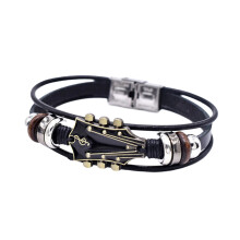 Bracelet en cuir fait à la main, accessoire de poignet-Noir
