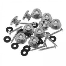 2xGUITAR STRAP BUTTONS WITH STAINLESS SCREWS AND RUBBER WASHERS Silver