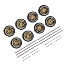 8x 1:64 Scale Modified Car Rubber Wheel with & End Caps Spare Parts