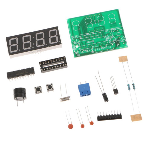 DIY PCB Circuit Board Digital LED Electronic Clock Alarm Kits Set 4 Di 1
