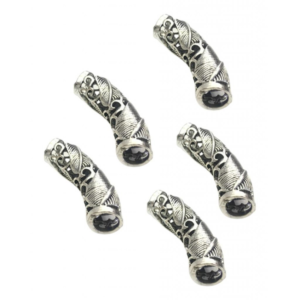 Unisex Silver 5Pcs 9Mm Alloy Metal Dreadlock Beads Hair Braid Rings Diy Cuff Clips T
