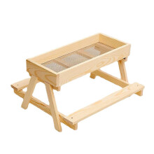 Wood Poultry Chicken Table Feeder DIY Kit Metal Mesh Bottom for Wild A