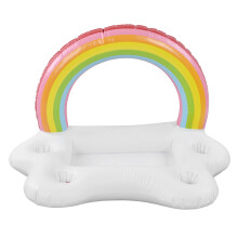 Schwimmender Getränkehalter für Pool, solarbetriebene schwimmende Bar mit Becherhaltern, aufblasbares Regenbogenwolken-Design für sommerliche