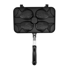 Japanse Taiyaki Maker, antiaanbaklaag, visvormige wafelplaat van aluminiumlegering met veelzijdige receptopties, compact en lichtgewicht ontwerp.