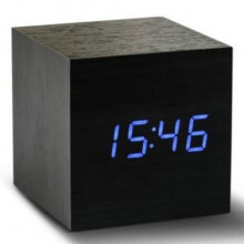 Despertador compacto e portátil, design moderno em forma de cubo com visor LCD suave, ideal para casa, escritório e viagens. Textura amadeirada com
