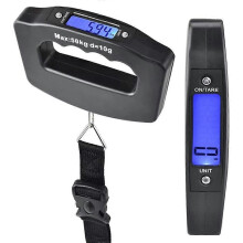 (As show, One size) QQDD Digital Luggage Scale 110lb /50kg, Portable Mini Electronic Scale with Fishing Hook Tare F