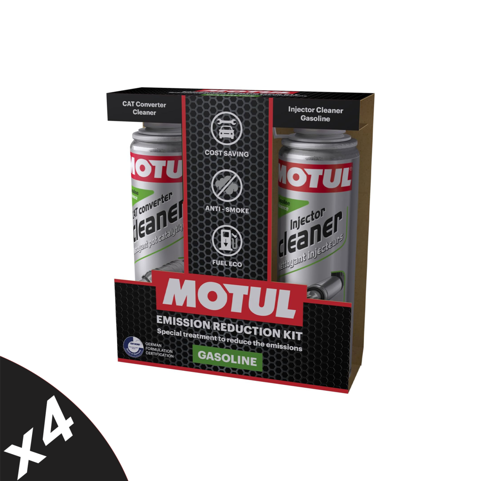 Motul Emission Reduction Kit Petrol Injector & Catalytic Converter Cleaner 4X600ml 5056820573700