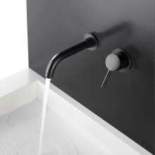 (As show, One size) QQDD In-Wall Hot and Cold Faucet Frosted Bathtub Faucet Wall Mounted Basin Faucet, Copper Bathr