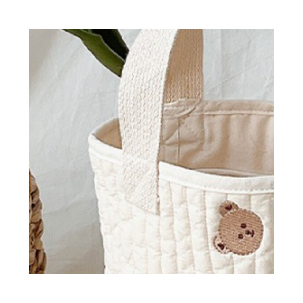 Pure Cotton Baby Bottle Storage Bag, Diaper Caddy, Small Bear Pattern
