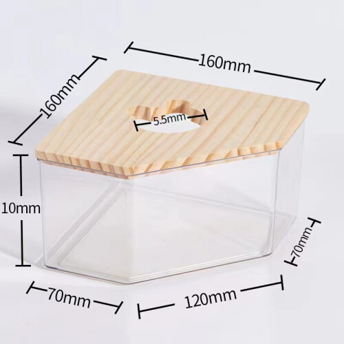 Large Hexagonal Hamster Sand Bath Shower Box – Pet Solid Wood & PET 1