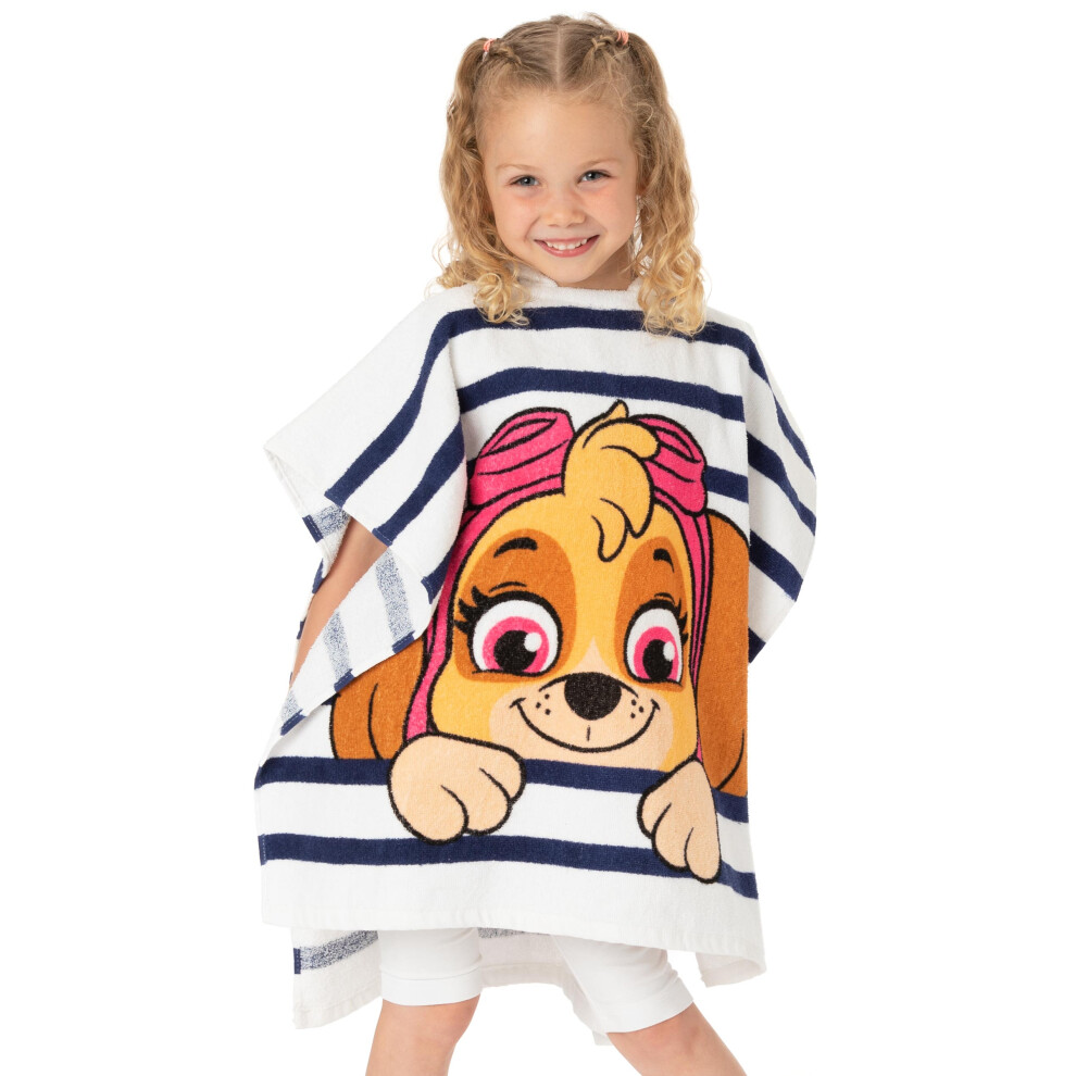 Paw Patrol Poncho Towel (Girls Multicoloured) White